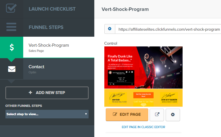 ClickBank product funnel in Clickfunnels