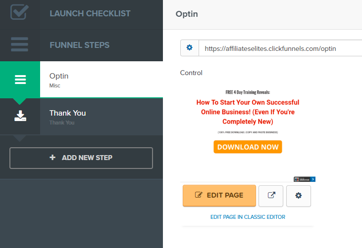Lead generation funnel in Clickfunnels