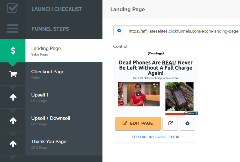 eCommerce funnel in Clickfunnels