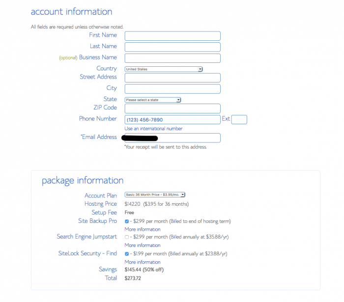 How to Start a Successful Blog? First add account and package information