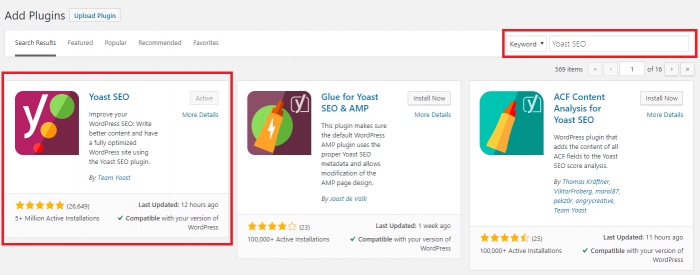 Find WordPress Yoast SEO Plugin