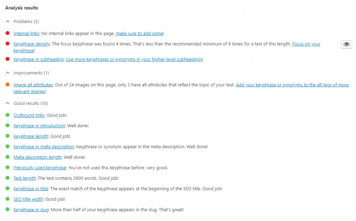 Analyse WordPress Blog Post