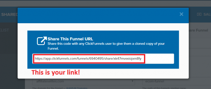 My sales funnel share link