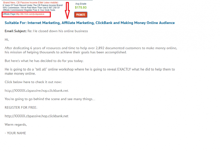 Create Affiliate Marketing Funnel Email Swipe From Affiliate page