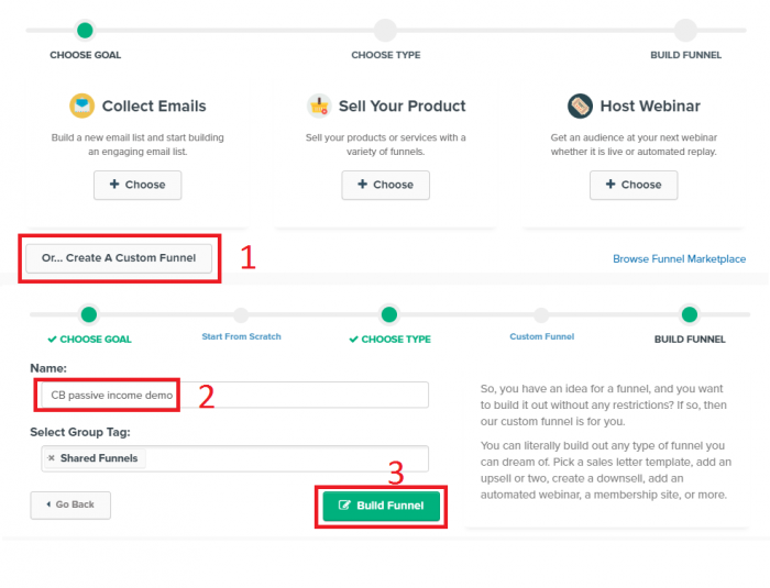Build CB passive income funnel from scratch