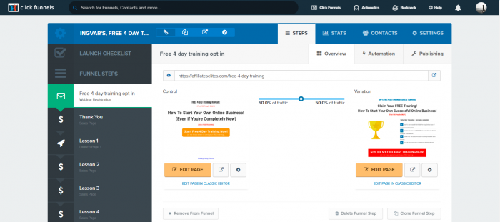 Create affiliate marketing funnel in ClickFunnels