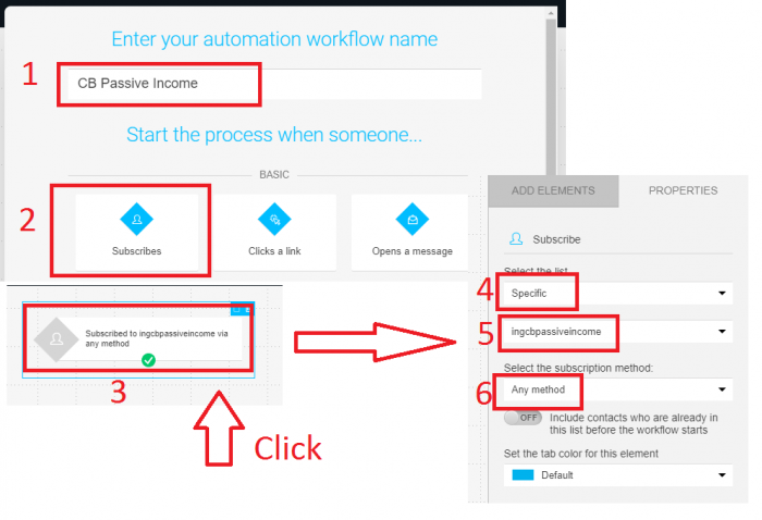 Getresponse workflow name, subscribers, and specific email list