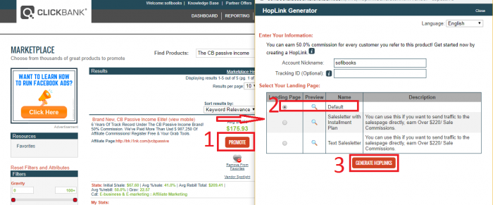 Promote ClickBank passive income product