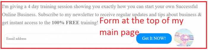 list building form at the top of my main page